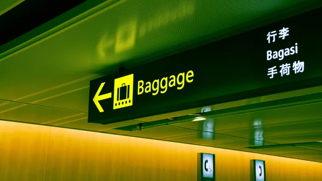 Wegweiser zur Gepäckausgabe – nach der Rückkehr das Auto am Flughafen Berlin (BER) abholen